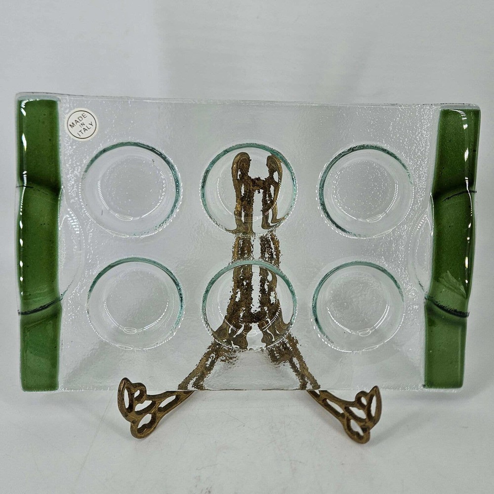Made In Italy fused glass Escargot Plate Oyster Platter New
